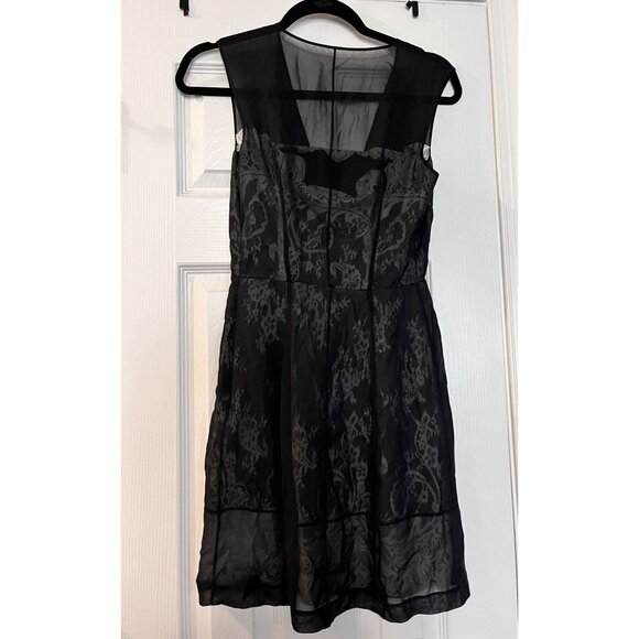 Robert Rodriguez Black Silk White lace Cocktail Mini Designer Dress Size 4 - Picture 8 of 9